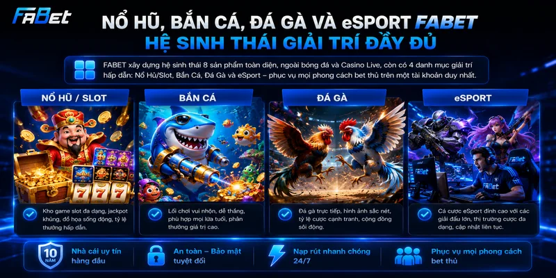 Nổ Hũ, Bắn Cá, Đá Gà Và eSport FABET – Hệ Sinh Thái Giải Trí Đầy Đủ